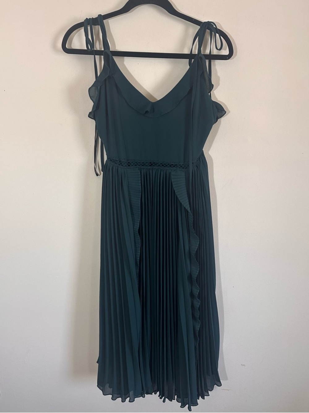 Lulus Never A Dull Moment Tie Strap Emerald Green Midi Dress Size small - Picture 4 of 16